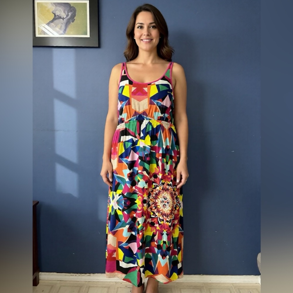Colorful Geometric Maxi Dress - Picture 4 of 5